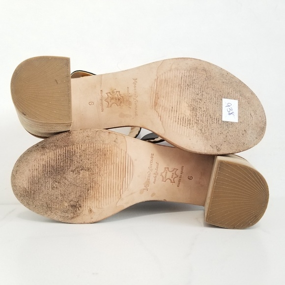 MODERN VINTAGE Open Toe Sandals Black Tan Heels 6 - Picture 11 of 12
